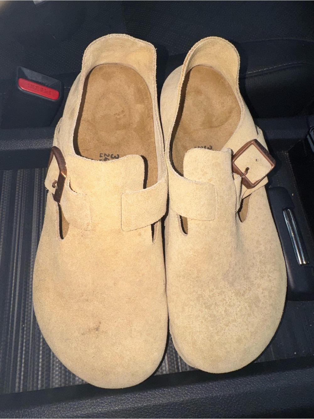 Birkenstock Tan Suede Slip-On Clog with Buckle